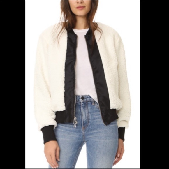 Daniel Patrick Ivory Heroine Sherpa Fleece Bomber Jacket - Picture 1 of 8